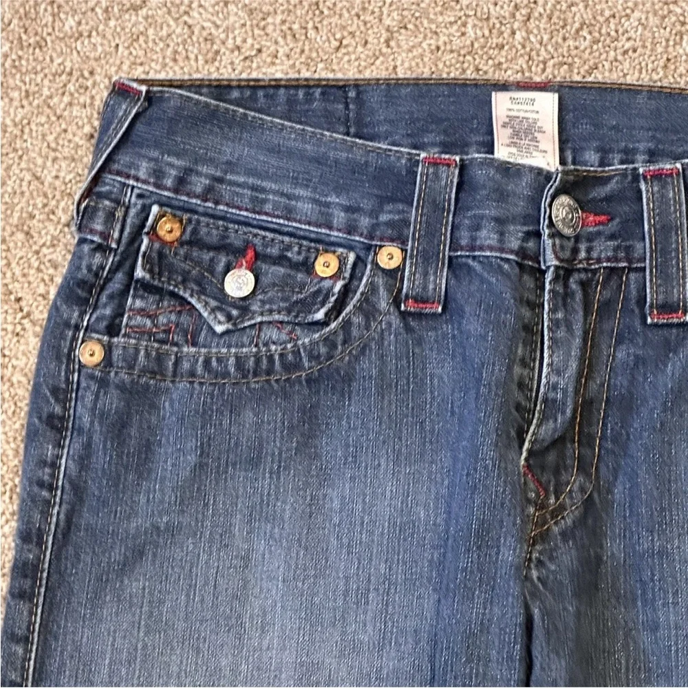 TRUE RELIGION Denim Jeans Blue Men's Size 32 #112790 Straight Leg Distressed EUC - Picture 4 of 16